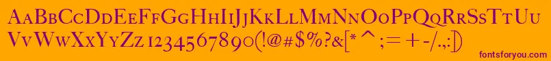 FcaslonfortytwoscitcTt Font – Purple Fonts on Orange Background