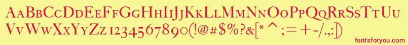 FcaslonfortytwoscitcTt Font – Red Fonts on Yellow Background