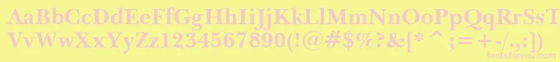 Czcionka BaskervilleBoldWin95bt – różowe czcionki na żółtym tle