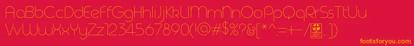 GeomaThinDemo-Schriftart – Orangefarbene Schriften auf rotem Hintergrund