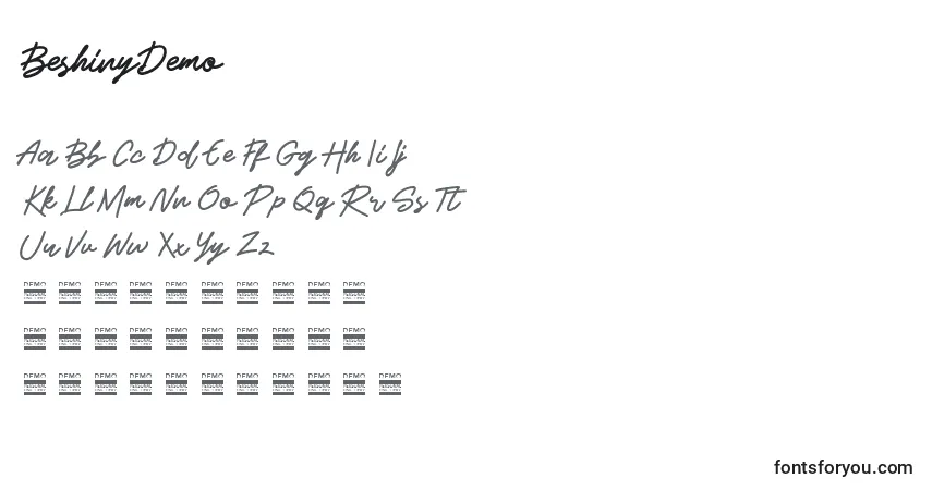 Шрифт BeshinyDemo – алфавит, цифры, специальные символы