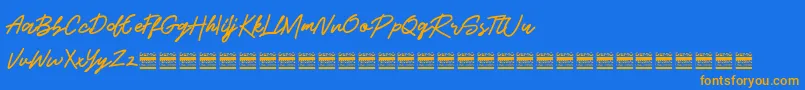 BeshinyDemo-Schriftart – Orangefarbene Schriften auf blauem Hintergrund