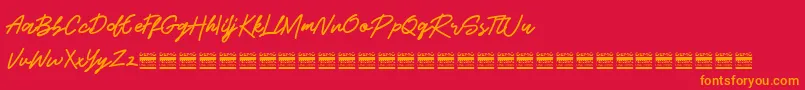 BeshinyDemo Font – Orange Fonts on Red Background