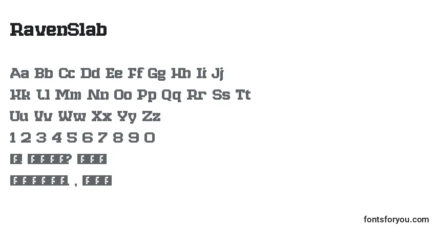 Schriftart RavenSlab – Alphabet, Zahlen, spezielle Symbole