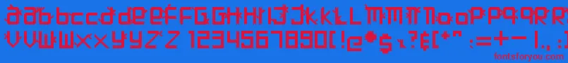 フォントHutan – 赤い文字の青い背景
