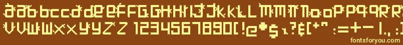 Hutan-fontti – keltaiset fontit ruskealla taustalla