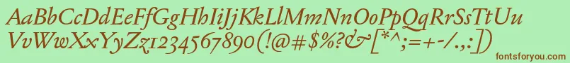 JannonTModerneProItalic Font – Brown Fonts on Green Background