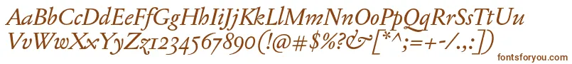 フォントJannonTModerneProItalic – 茶色のフォント