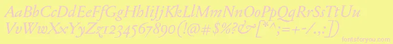 JannonTModerneProItalic Font – Pink Fonts on Yellow Background