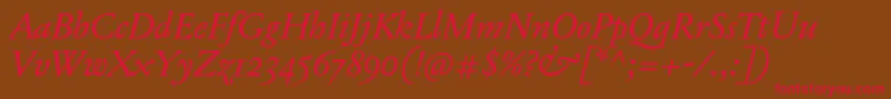 JannonTModerneProItalic Font – Red Fonts on Brown Background