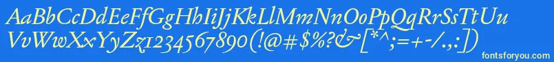 JannonTModerneProItalic Font – Yellow Fonts on Blue Background