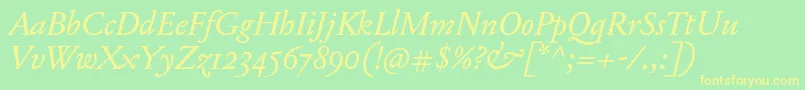 fuente JannonTModerneProItalic – Fuentes Amarillas Sobre Fondo Verde