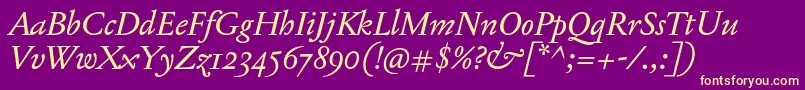 JannonTModerneProItalic Font – Yellow Fonts on Purple Background