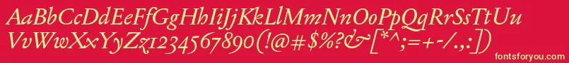 JannonTModerneProItalic Font – Yellow Fonts on Red Background