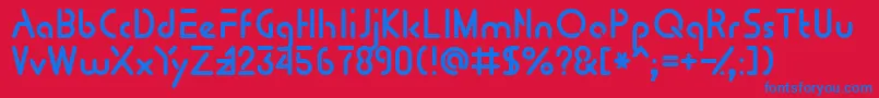 フォントTomoprg – 赤い背景に青い文字