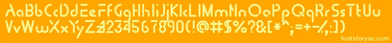 Tomoprg-Schriftart – Gelbe Schriften auf orangefarbenem Hintergrund