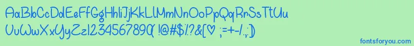WaitingForYouOtf-fontti – siniset fontit vihreällä taustalla