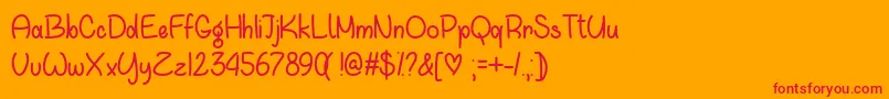 Czcionka WaitingForYouOtf – czerwone czcionki na pomarańczowym tle
