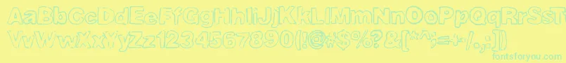 Deliciousoutline Font – Green Fonts on Yellow Background