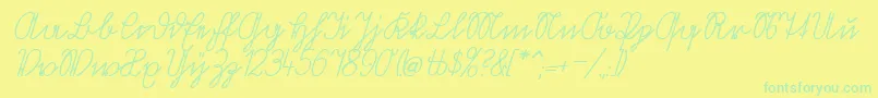 フォントVolkredisVerkehrsschift – 黄色い背景に緑の文字