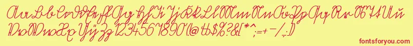VolkredisVerkehrsschift Font – Red Fonts on Yellow Background