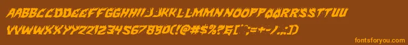 Hotkissexpandital-Schriftart – Orangefarbene Schriften auf braunem Hintergrund