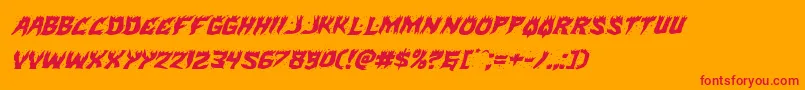 Hotkissexpandital Font – Red Fonts on Orange Background