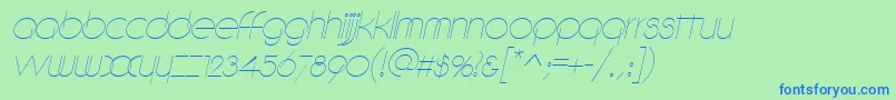 DebevicItalicフォントについての詳細 フォントDebevicItalic – 青い文字は緑の背景です。