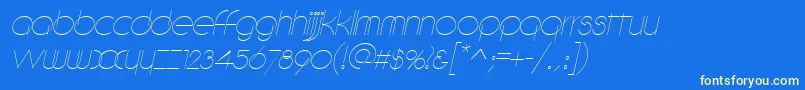 DebevicItalic-Schriftart – Gelbe Schriften auf blauem Hintergrund