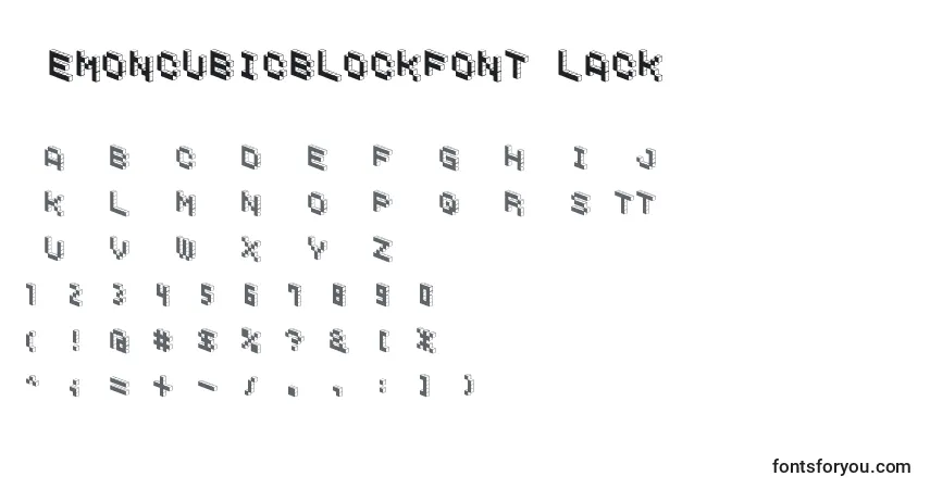A fonte DemoncubicblockfontBlack – alfabeto, números, caracteres especiais