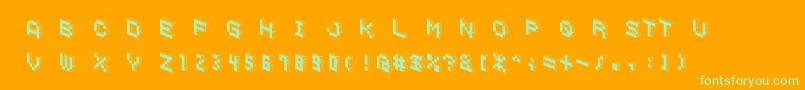 DemoncubicblockfontBlack-Schriftart – Grüne Schriften auf orangefarbenem Hintergrund