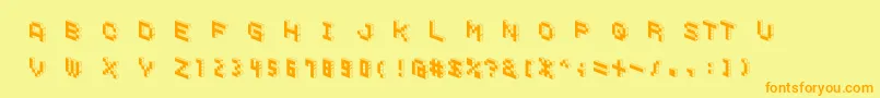 DemoncubicblockfontBlack Font – Orange Fonts on Yellow Background