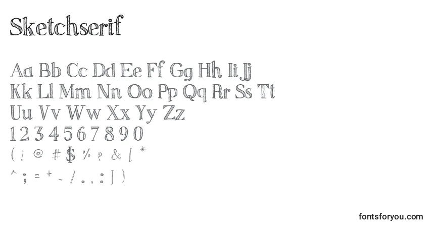 Sketchserif-fontti – aakkoset, numerot, erikoismerkit