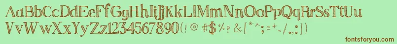 Sketchserif-Schriftart – Braune Schriften auf grünem Hintergrund