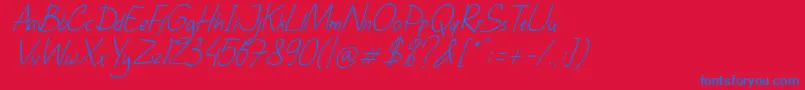 DhfHappyBirthdayRyanItalic Font – Blue Fonts on Red Background