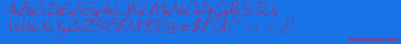 DhfHappyBirthdayRyanItalic-Schriftart – Rote Schriften auf blauem Hintergrund