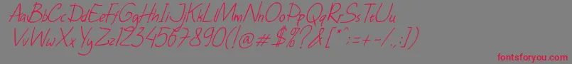DhfHappyBirthdayRyanItalic Font – Red Fonts on Gray Background