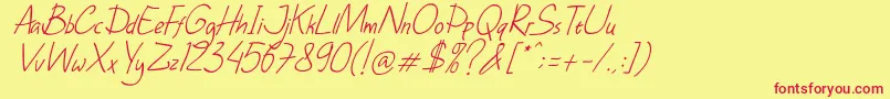 DhfHappyBirthdayRyanItalic Font – Red Fonts on Yellow Background