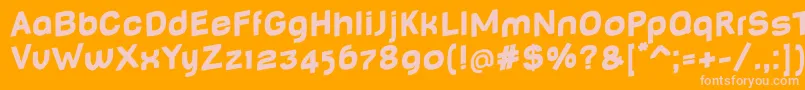 BabyMinefatJumping-Schriftart – Rosa Schriften auf orangefarbenem Hintergrund