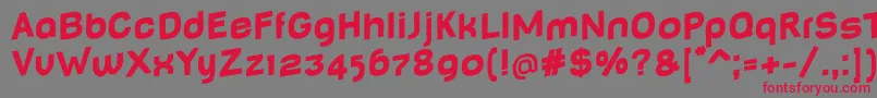 BabyMinefatJumping-Schriftart – Rote Schriften auf grauem Hintergrund
