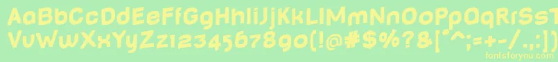 BabyMinefatJumping-Schriftart – Gelbe Schriften auf grünem Hintergrund
