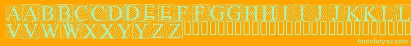 Lowengravedcapslight-Schriftart – Grüne Schriften auf orangefarbenem Hintergrund