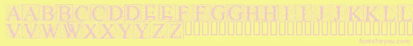 フォントLowengravedcapslight – ピンクのフォント、黄色の背景