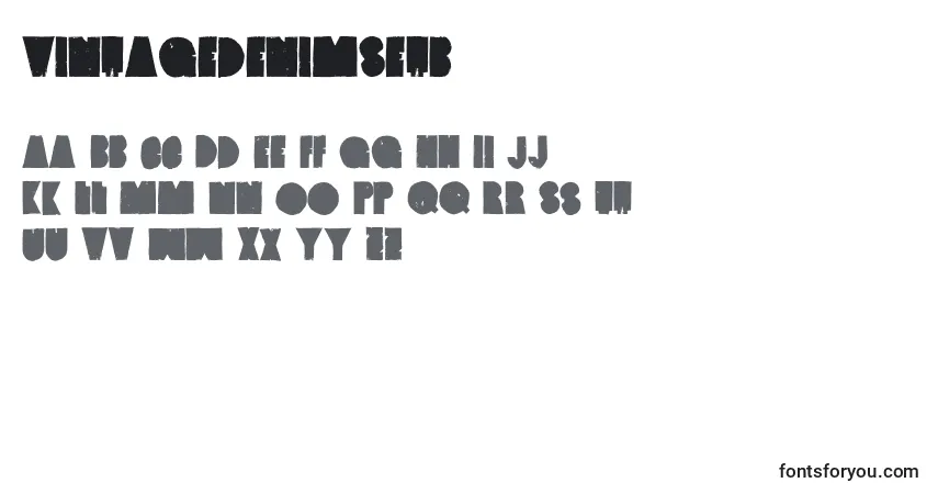 Czcionka VintagedenimSetb – alfabet, cyfry, specjalne znaki