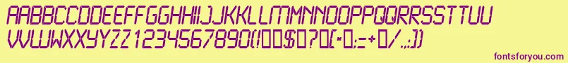 LcdN Font – Purple Fonts on Yellow Background