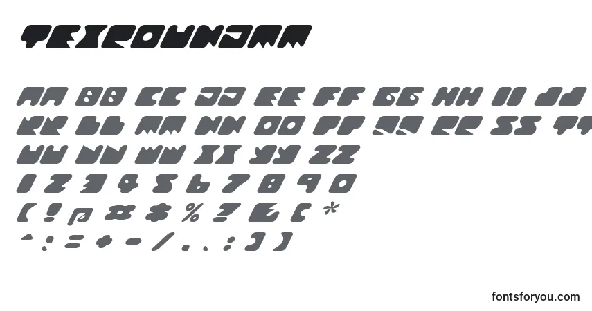 A fonte Texroundmm – alfabeto, números, caracteres especiais