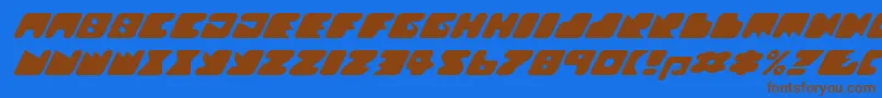 Texroundmm-Schriftart – Braune Schriften auf blauem Hintergrund