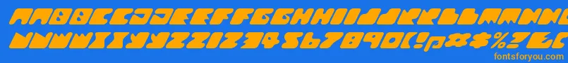 Texroundmm-Schriftart – Orangefarbene Schriften auf blauem Hintergrund