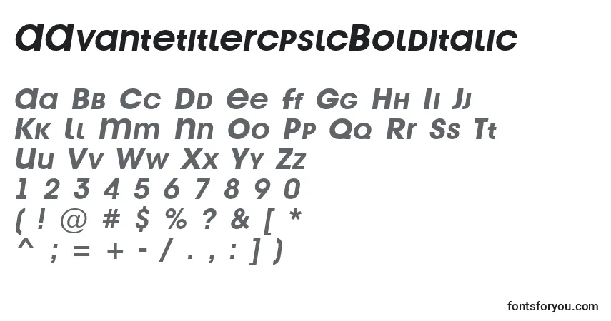 Шрифт AAvantetitlercpslcBolditalic – алфавит, цифры, специальные символы