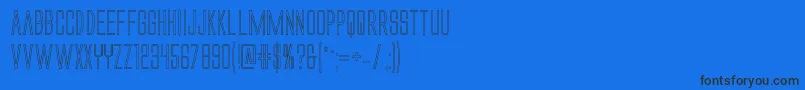 Alienleagueiiout-Schriftart – Schwarze Schriften auf blauem Hintergrund